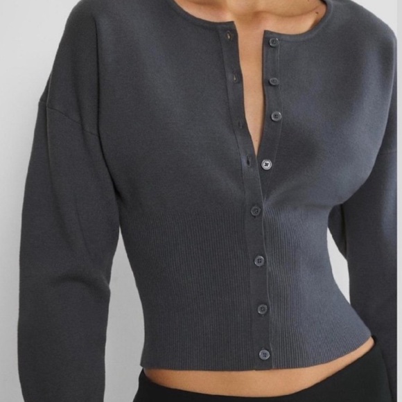 Aritzia Golightly Cardigan Dark Gray S - Picture 2 of 6